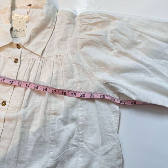 FREE PEOPLE Kiss Kiss Blouse in Ivory Laced Cuff NWT FLAW - Picture 9 of 11